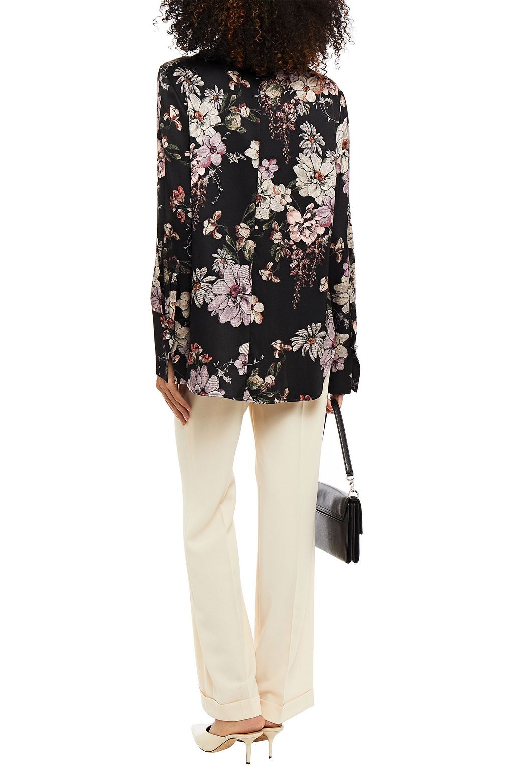 ADAM LIPPES Floral-print silk-satin shirt