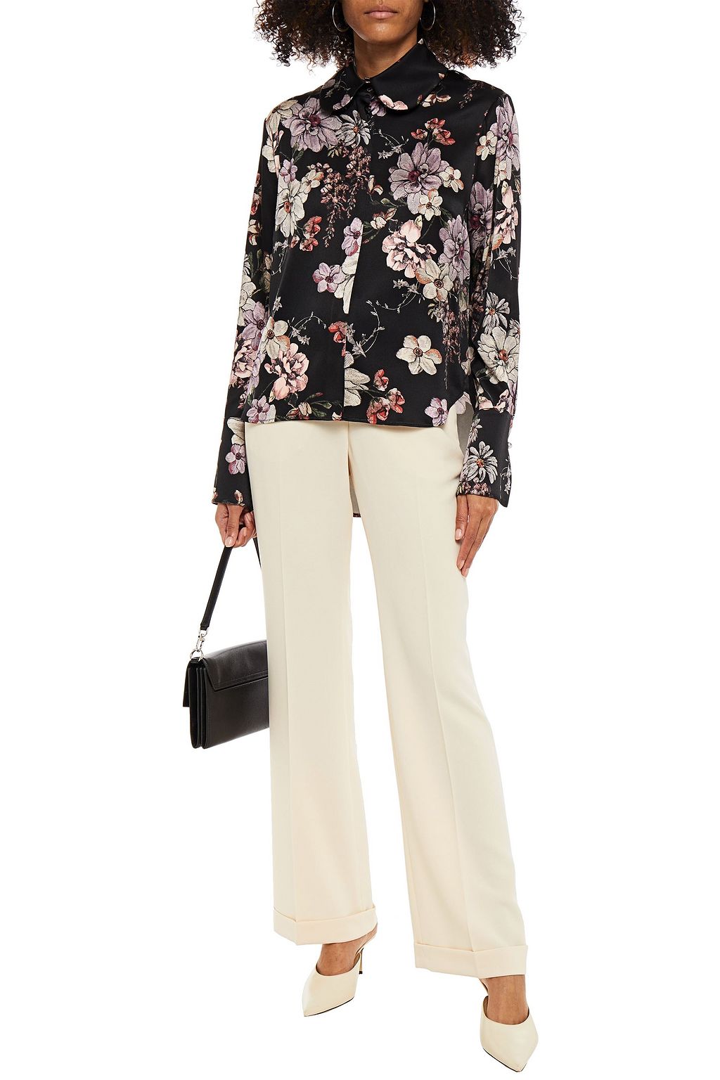 ADAM LIPPES Floral-print silk-satin shirt