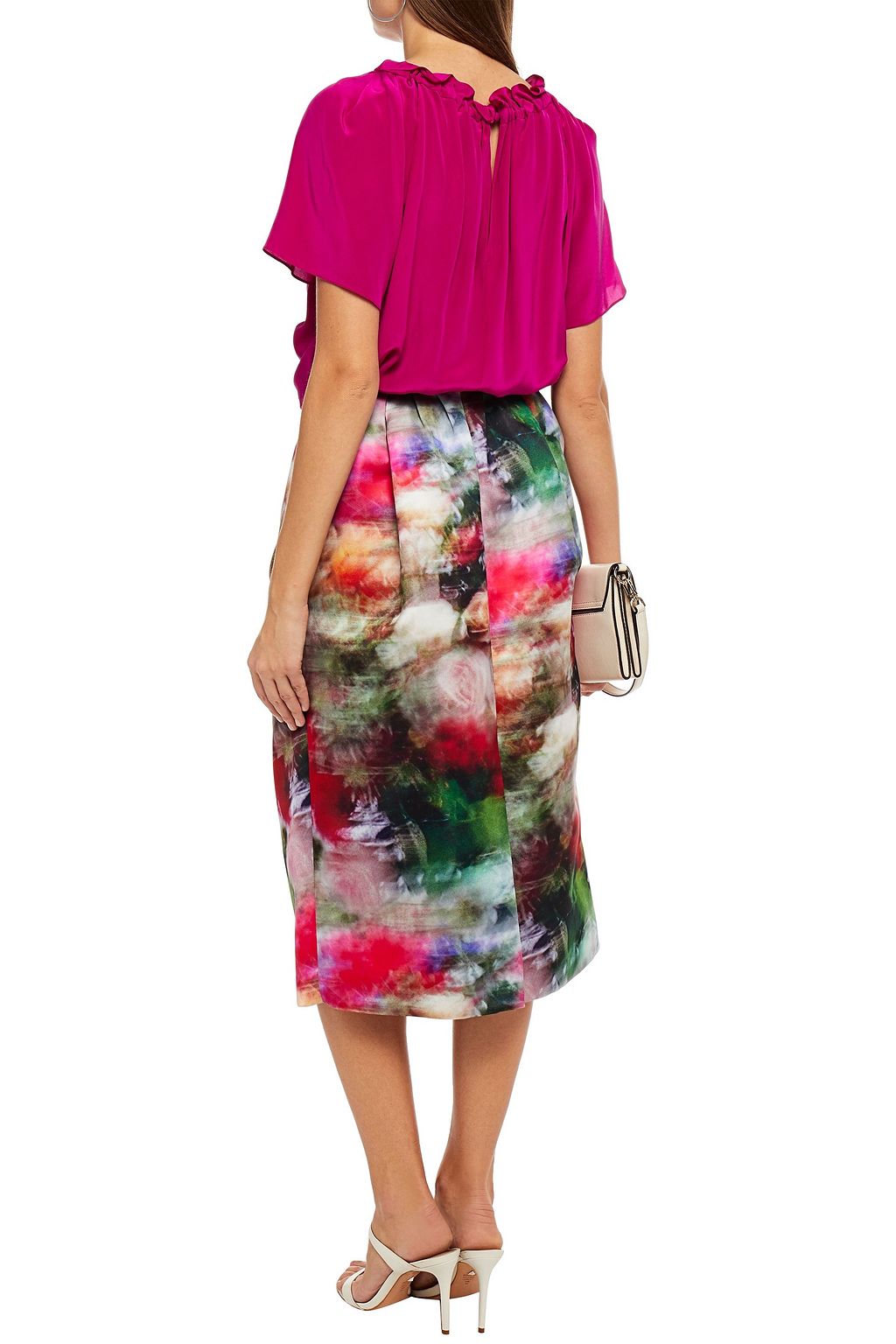 ADAM LIPPES Ruffle-trimmed silk crepe de chine blouse