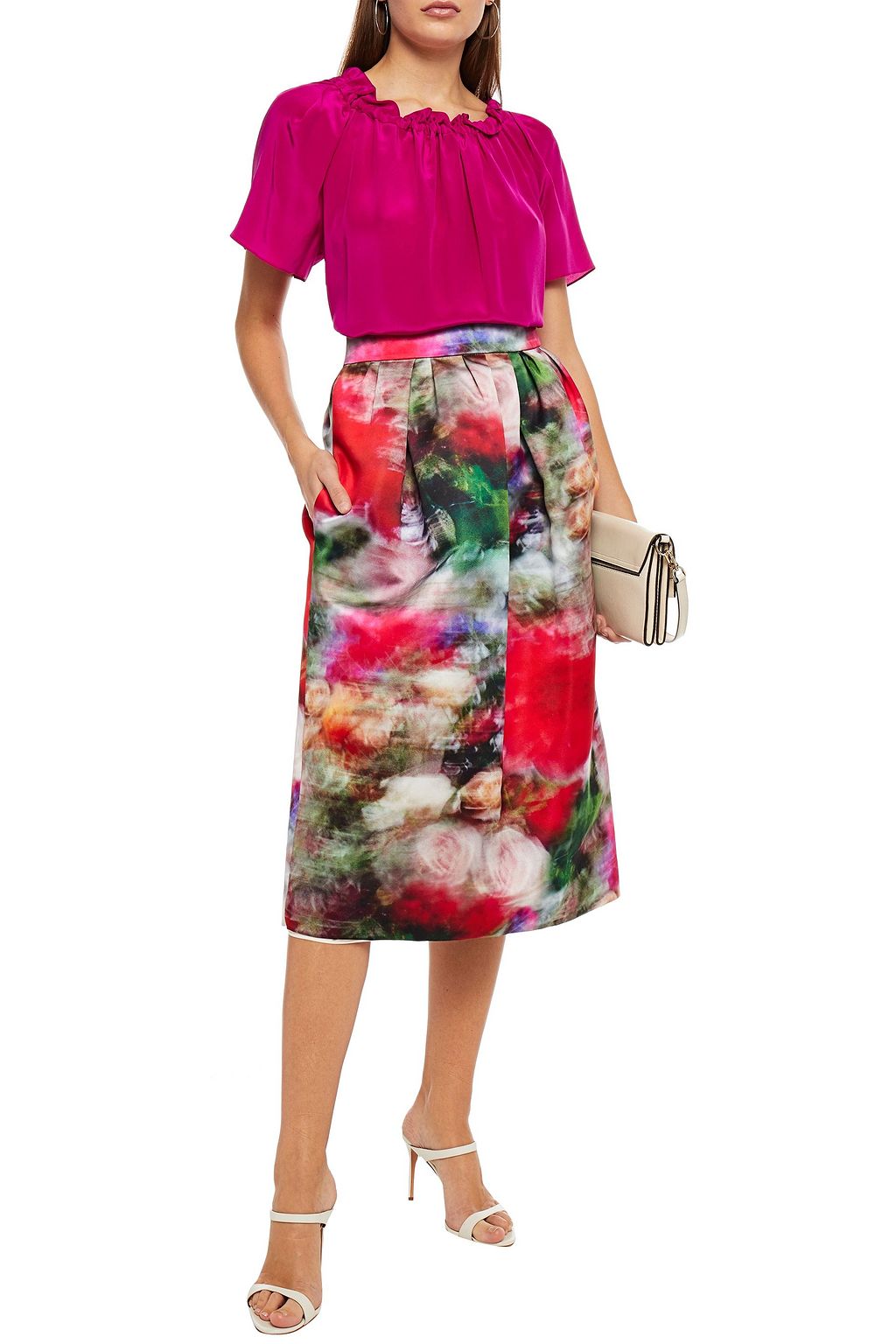 ADAM LIPPES Ruffle-trimmed silk crepe de chine blouse