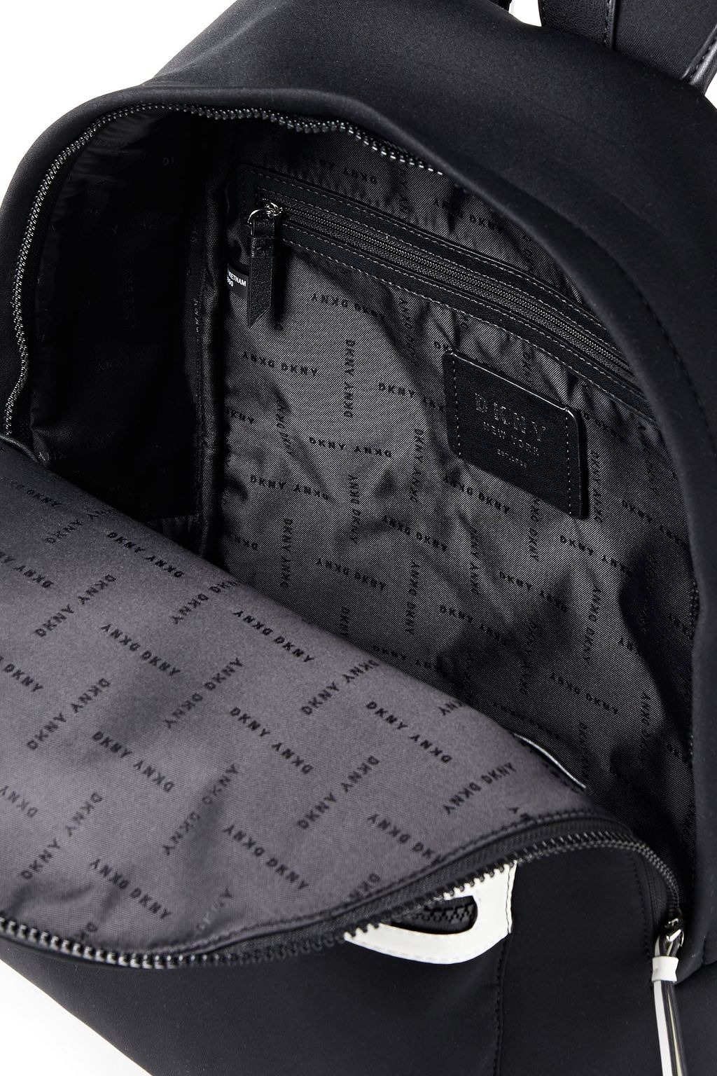 DKNY Faux leather-trimmed neoprene backpack