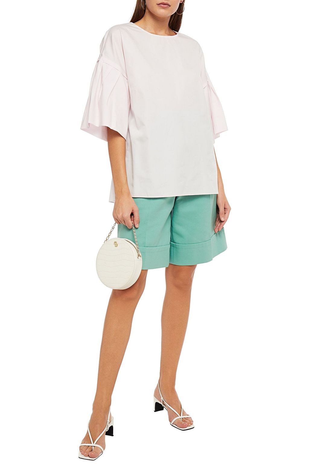 ADAM LIPPES Pleated cotton-poplin top