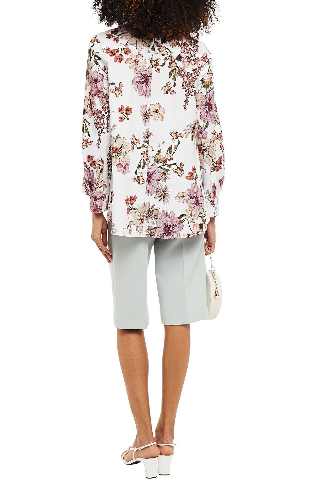 ADAM LIPPES Floral-print cotton-blend poplin shirt