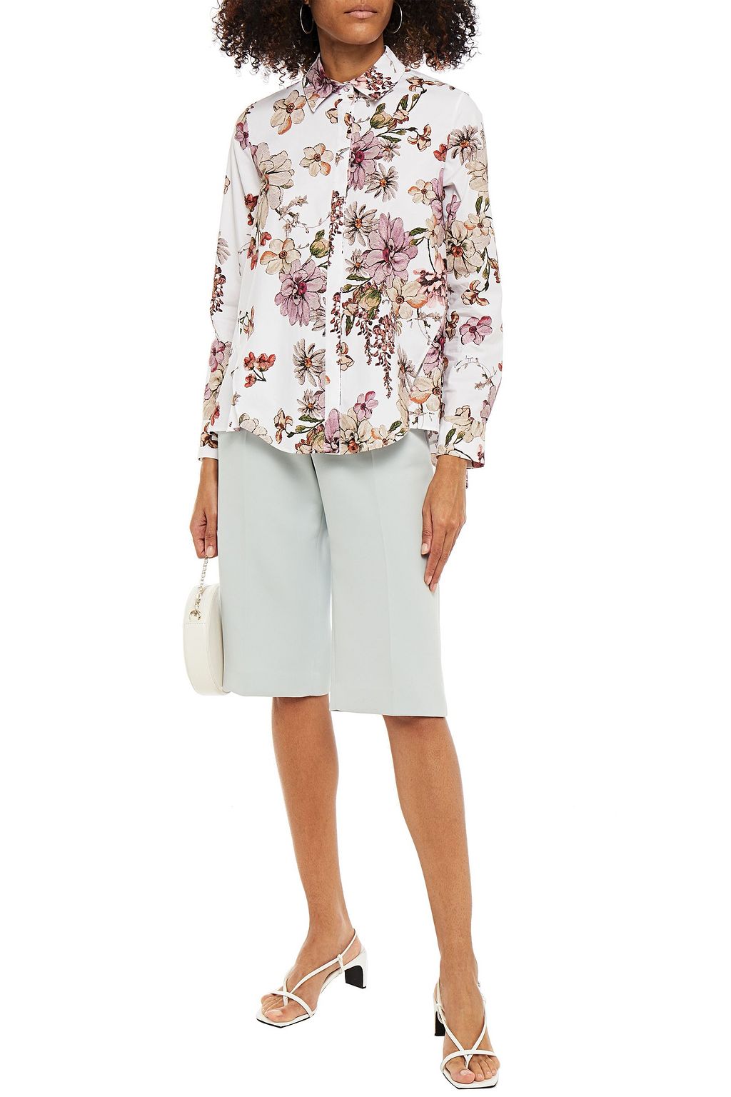 ADAM LIPPES Floral-print cotton-blend poplin shirt