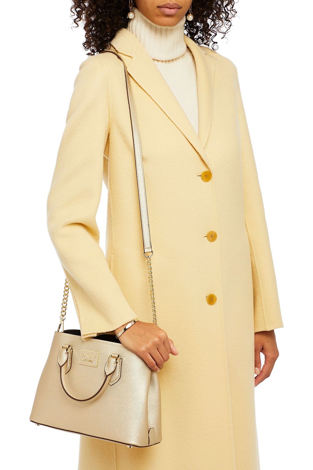 DKNY Metallic textured-leather tote