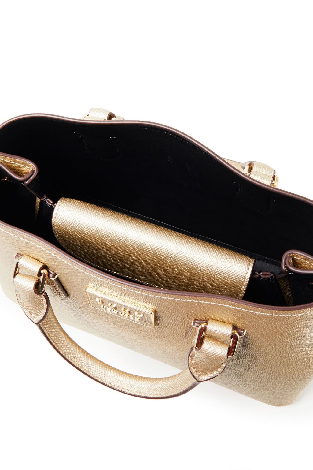 DKNY Metallic textured-leather tote