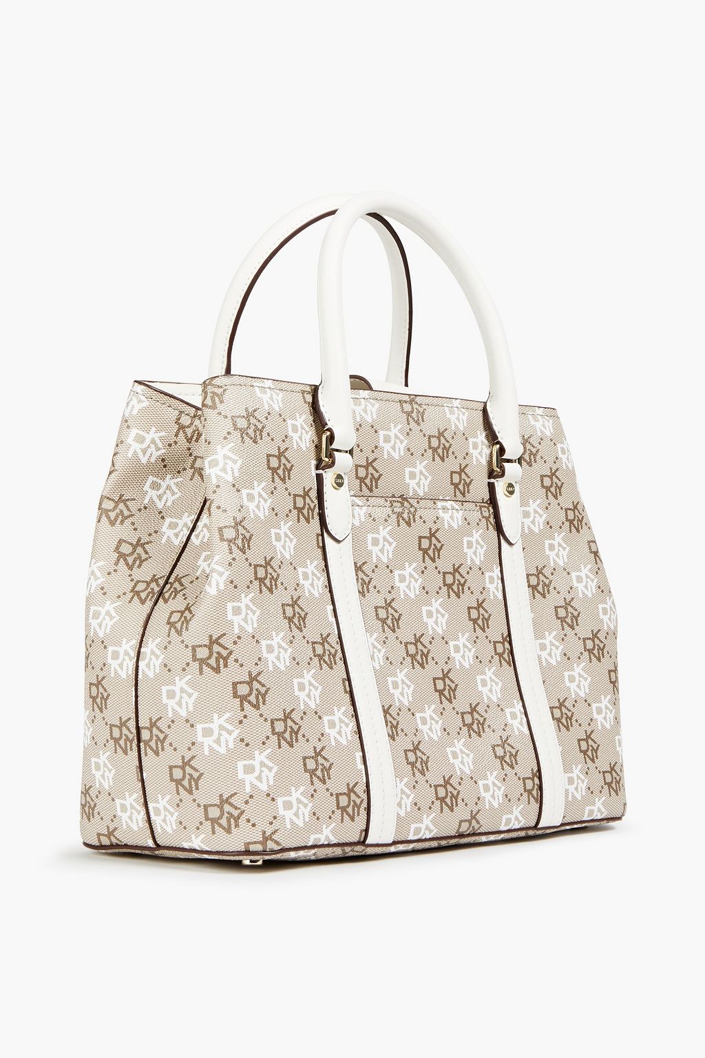 DKNY Leather-trimmed logo-print faux leather tote