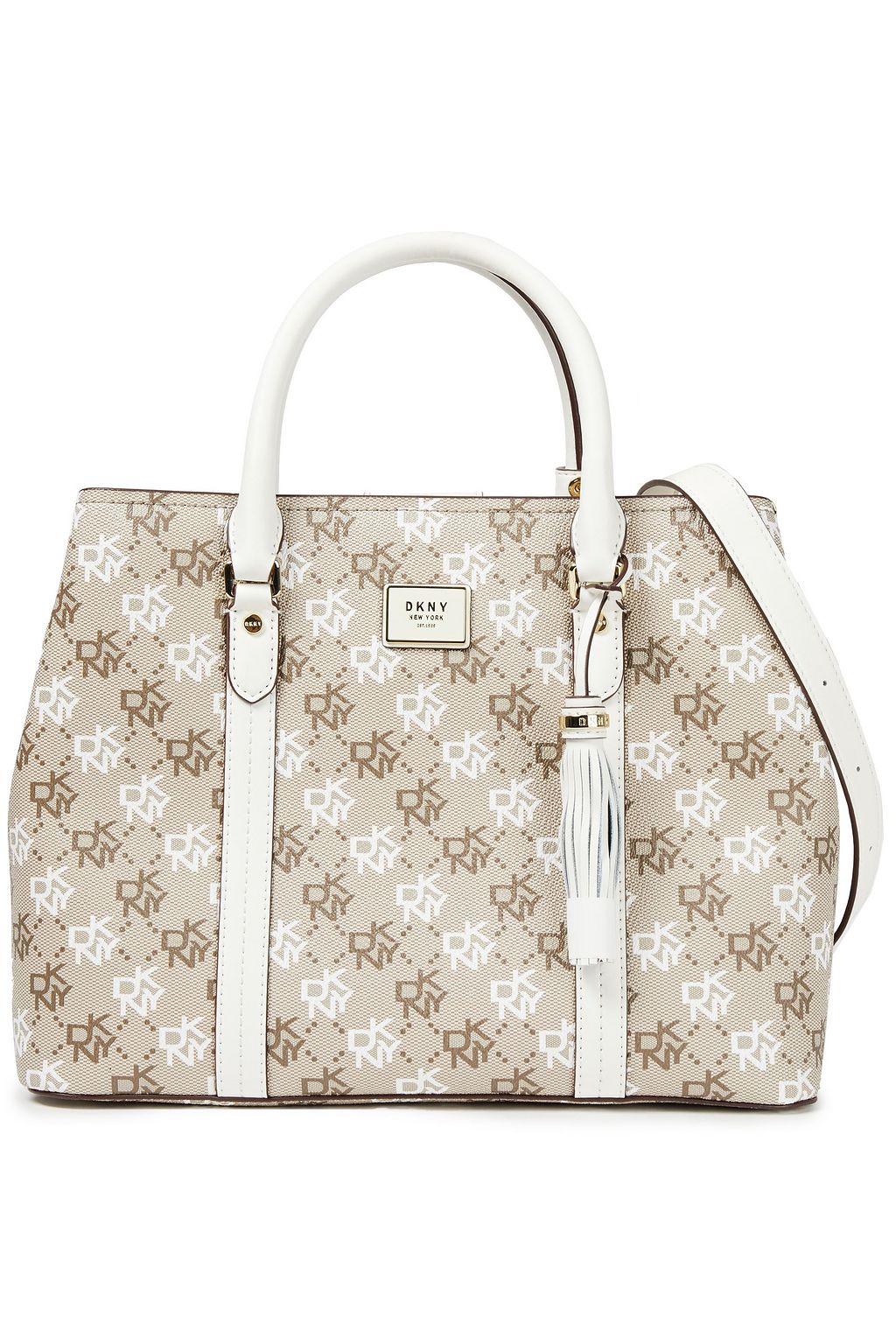 DKNY Leather-trimmed logo-print faux leather tote