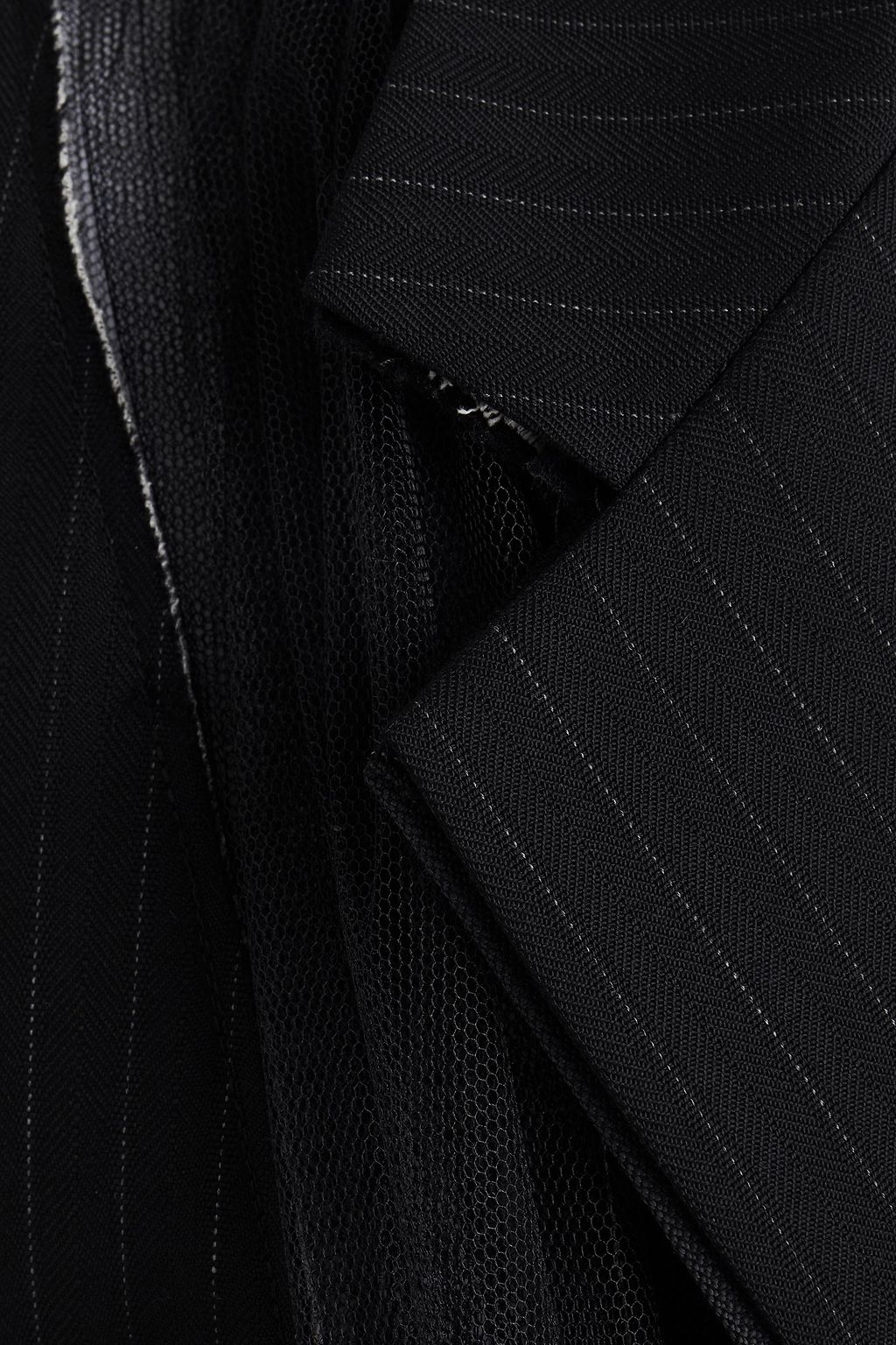 MAISON MARGIELA Tulle-trimmed pinstriped wool-twill blazer
