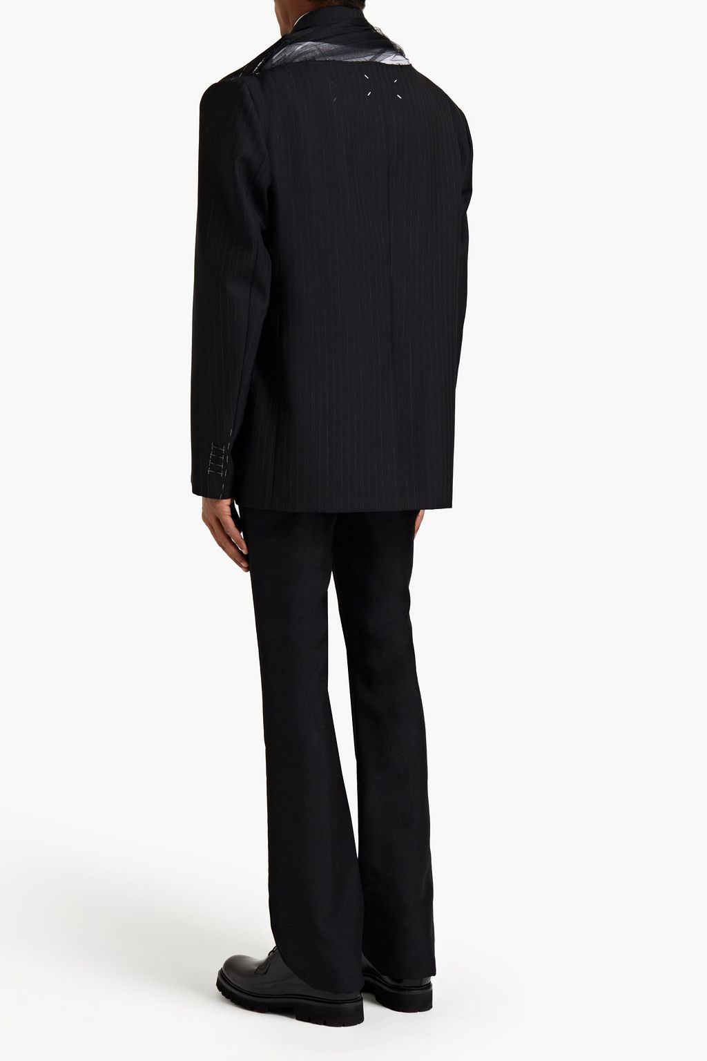 MAISON MARGIELA Tulle-trimmed pinstriped wool-twill blazer
