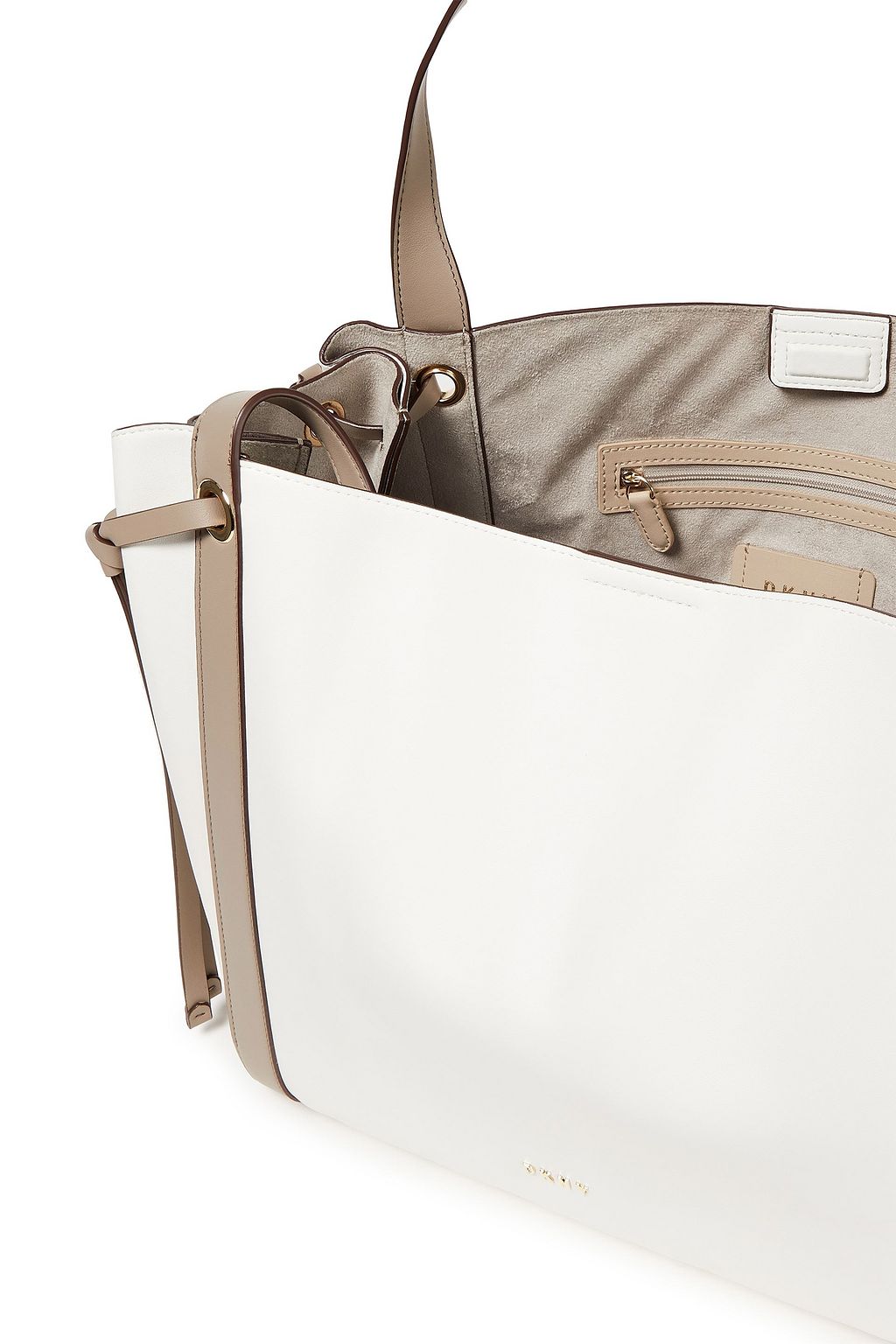 DKNY Suede-trimmed leather tote