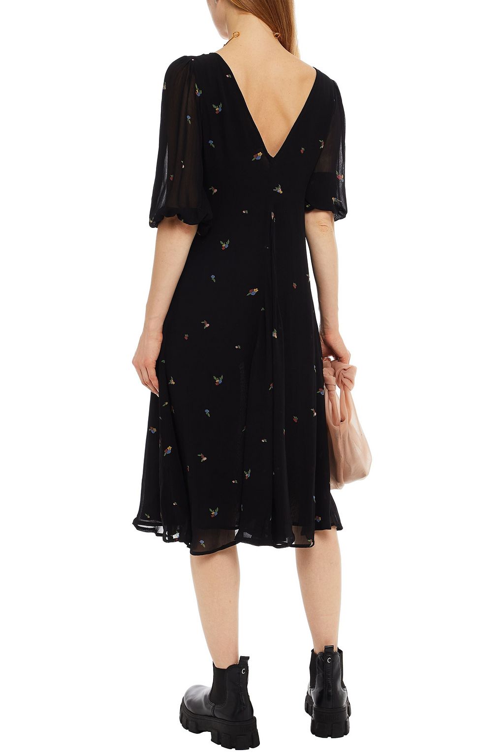 GANNI Leopard-print georgette midi dress
