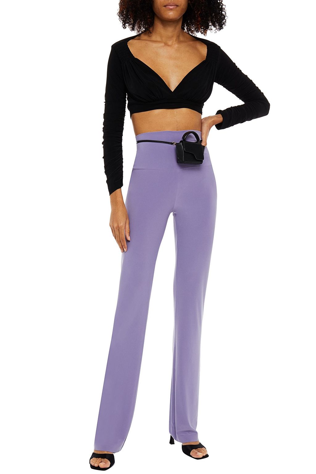 NORMA KAMALI Tara cropped ruched stretch-jersey top