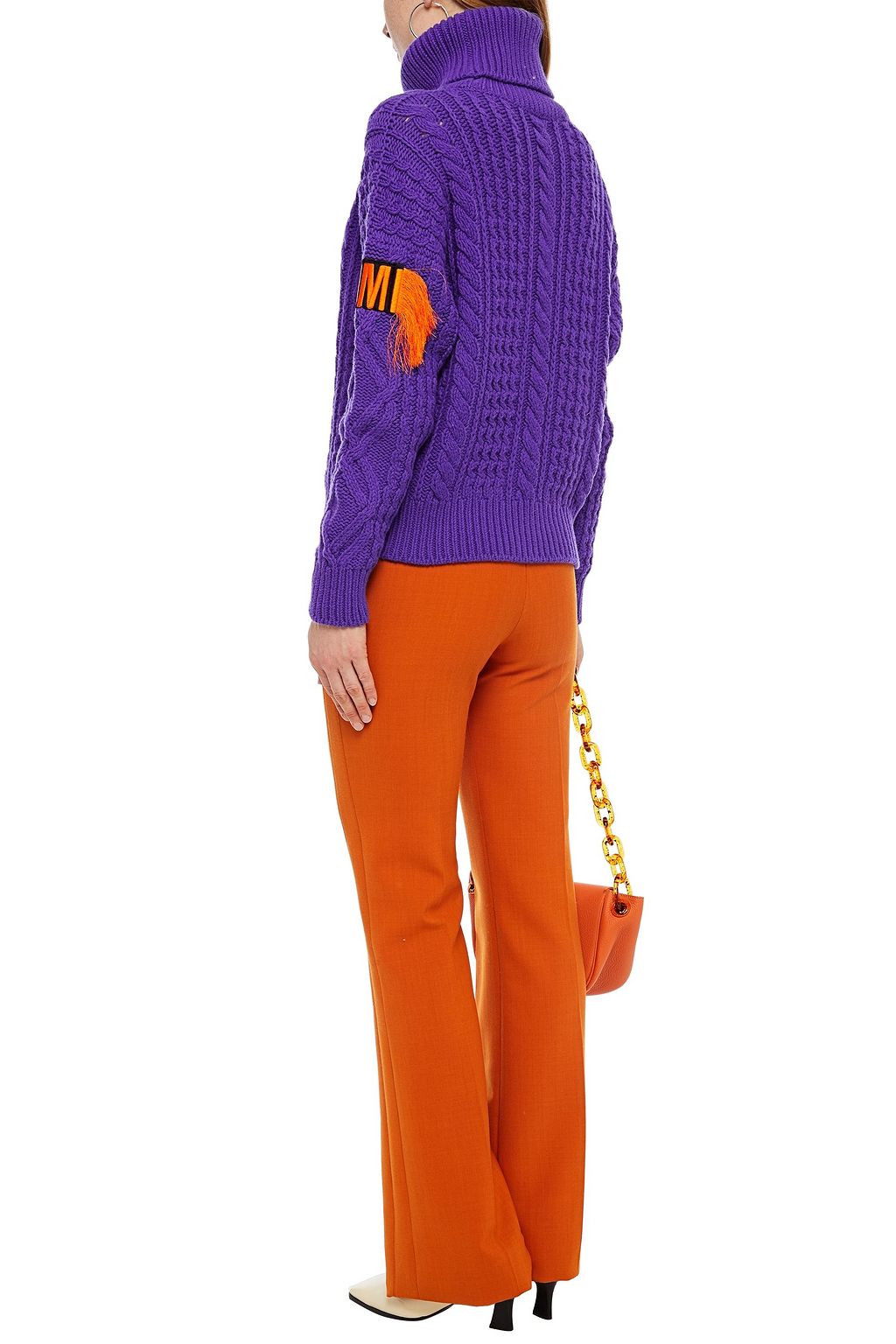 MR & MRS ITALY Appliquéd cable-knit wool and cashmere-blend turtleneck sweater