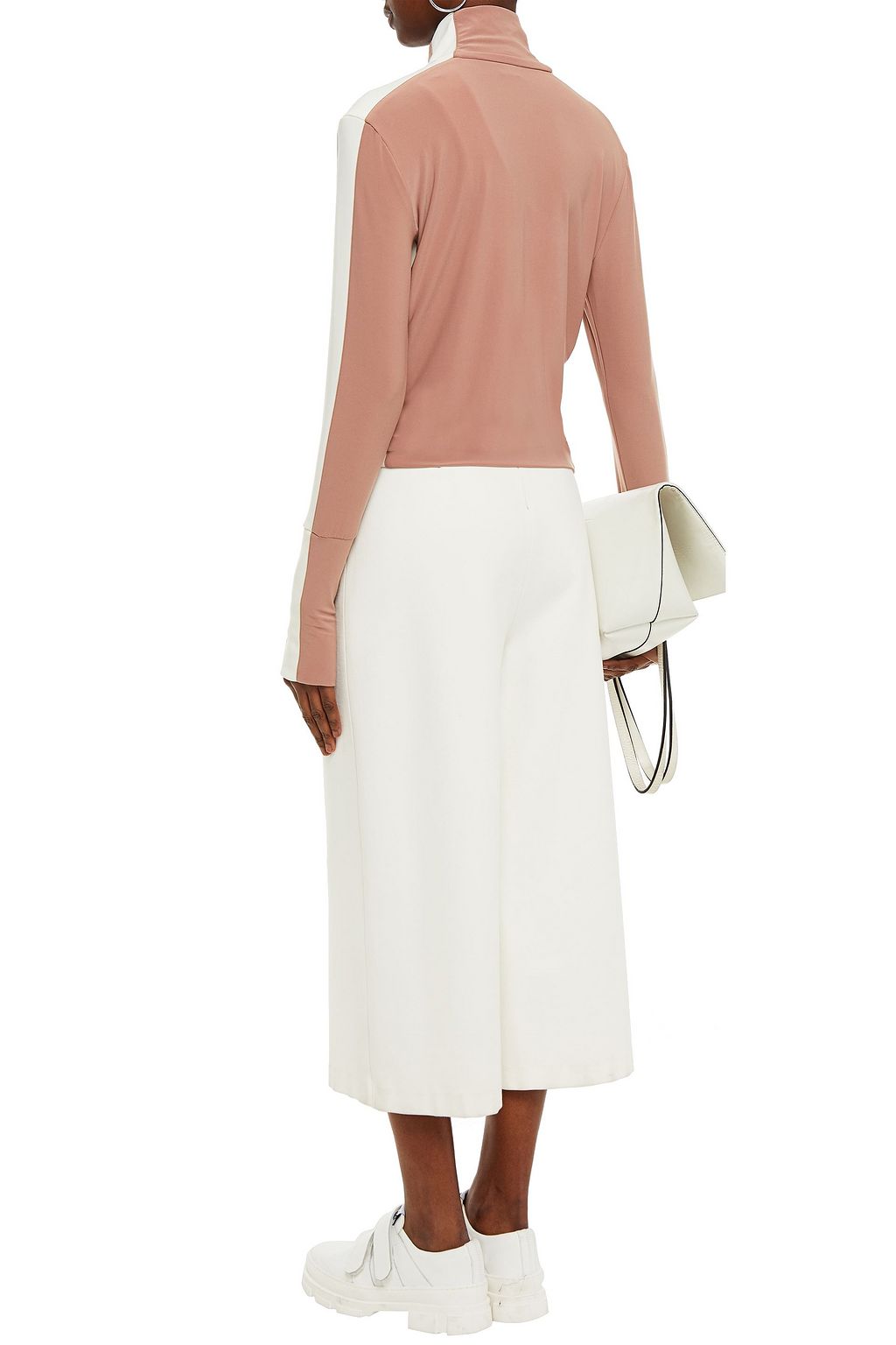 NORMA KAMALI Striped stretch-jersey track jacket