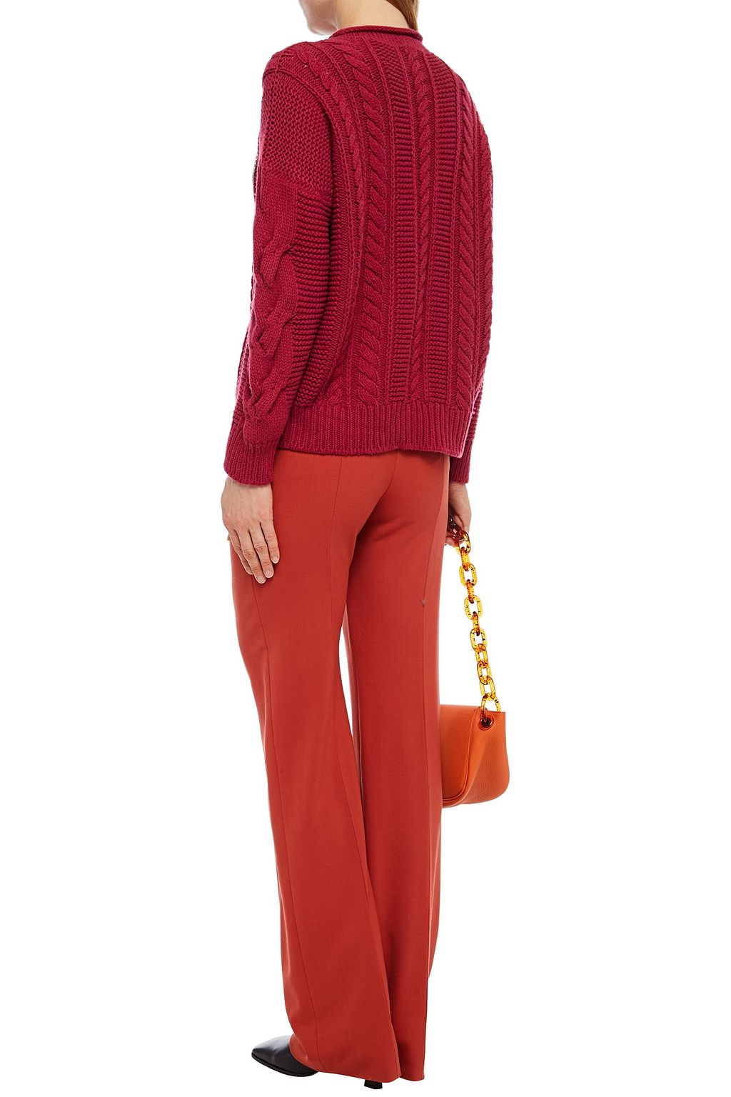 MR & MRS ITALY Appliquéd cable-knit wool and cashmere-blend sweater