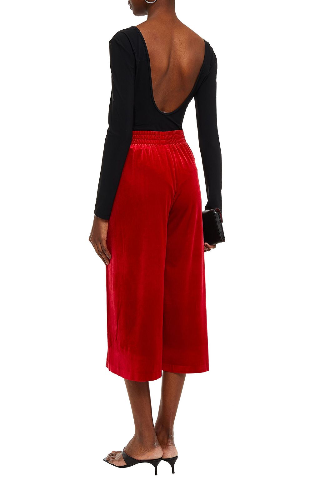 NORMA KAMALI Cropped velvet wide-leg pants