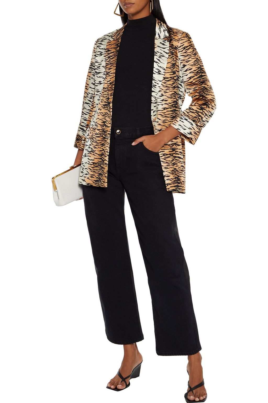 CAMI NYC Owen gingham silk-satin blazer