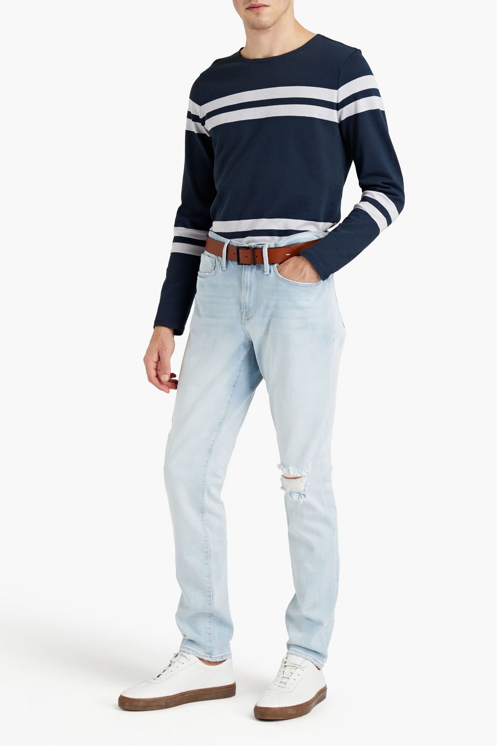 FRAME Skinny-fit whiskered denim jeans