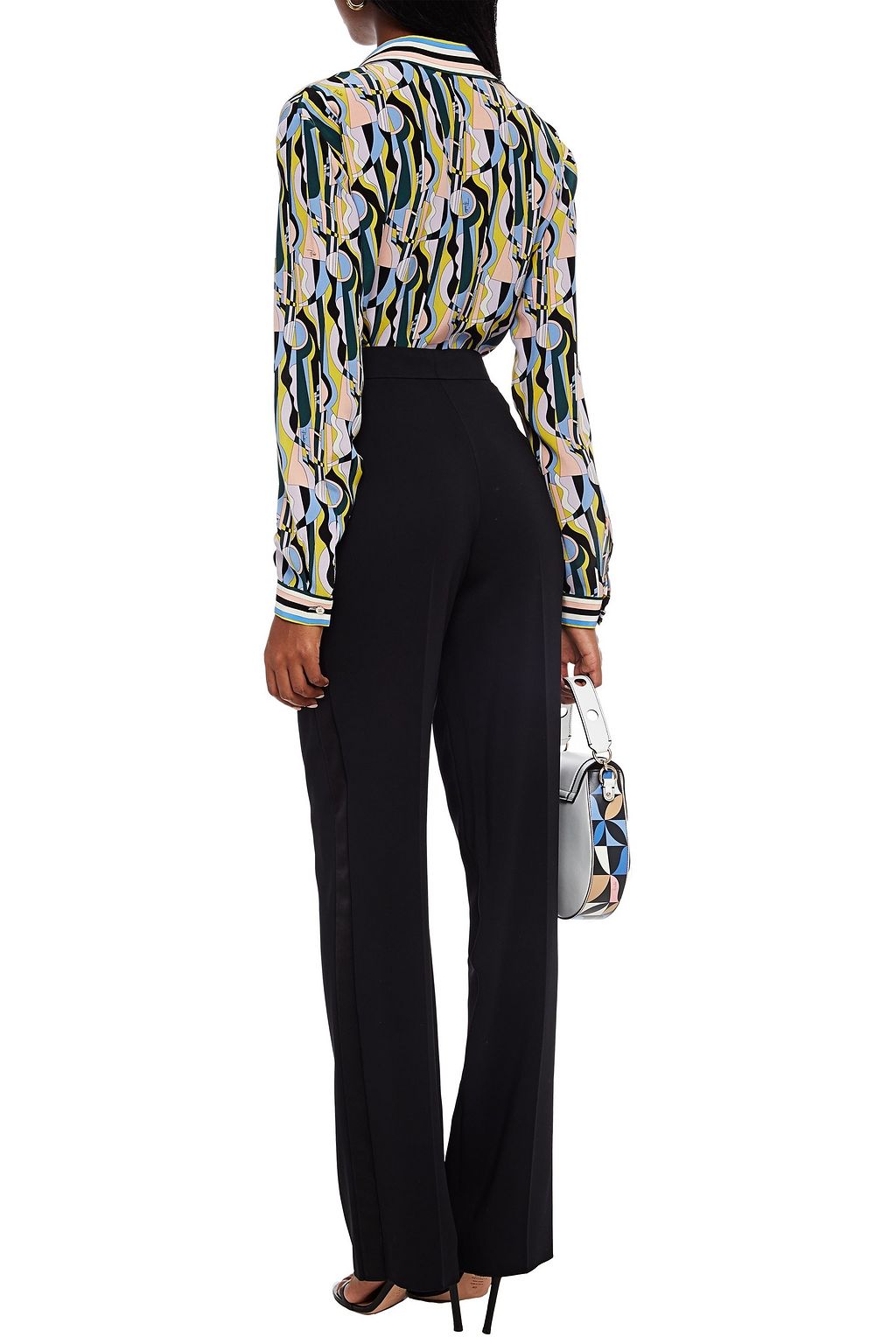 PUCCI Satin-trimmed stretch-crepe straight-leg pants