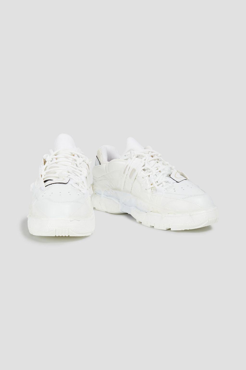 MAISON MARGIELA Printed leather, jersey and mesh sneakers