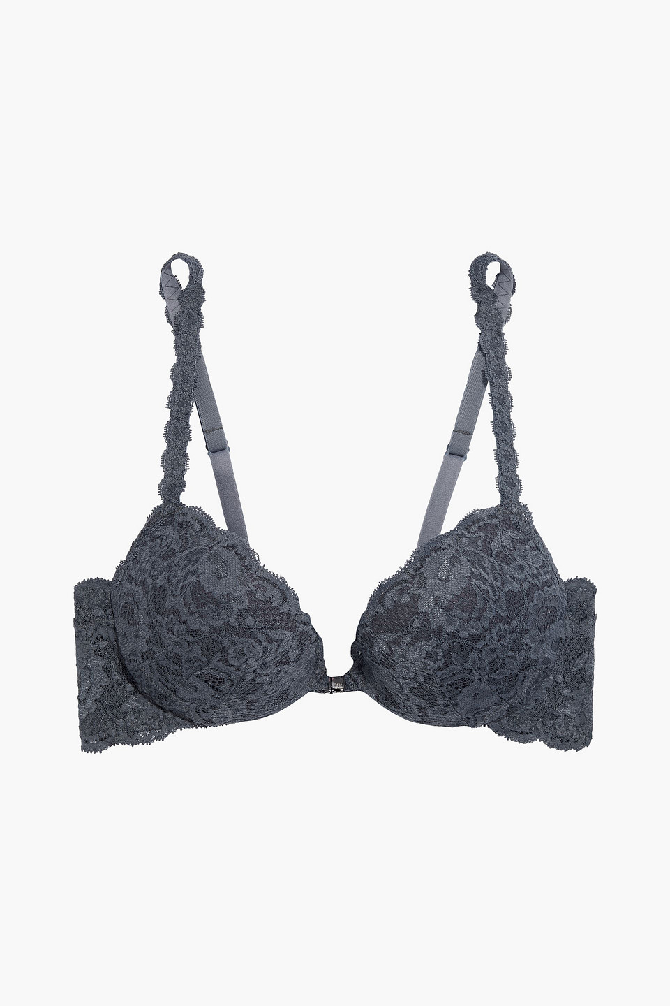 Cosabella Never Say Never Lace Push-up Balconette Bra In Anthracite