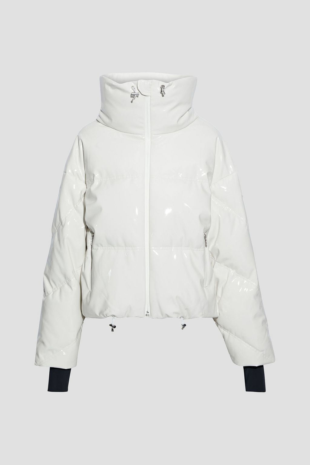 white and grey ski jacket
