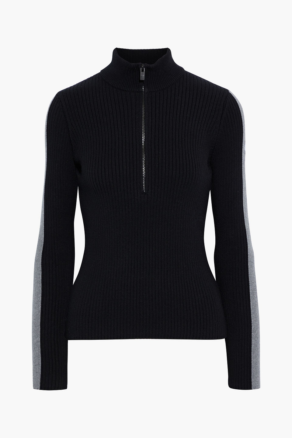 fusalp - martha striped ribbed-knit sweater - black - s