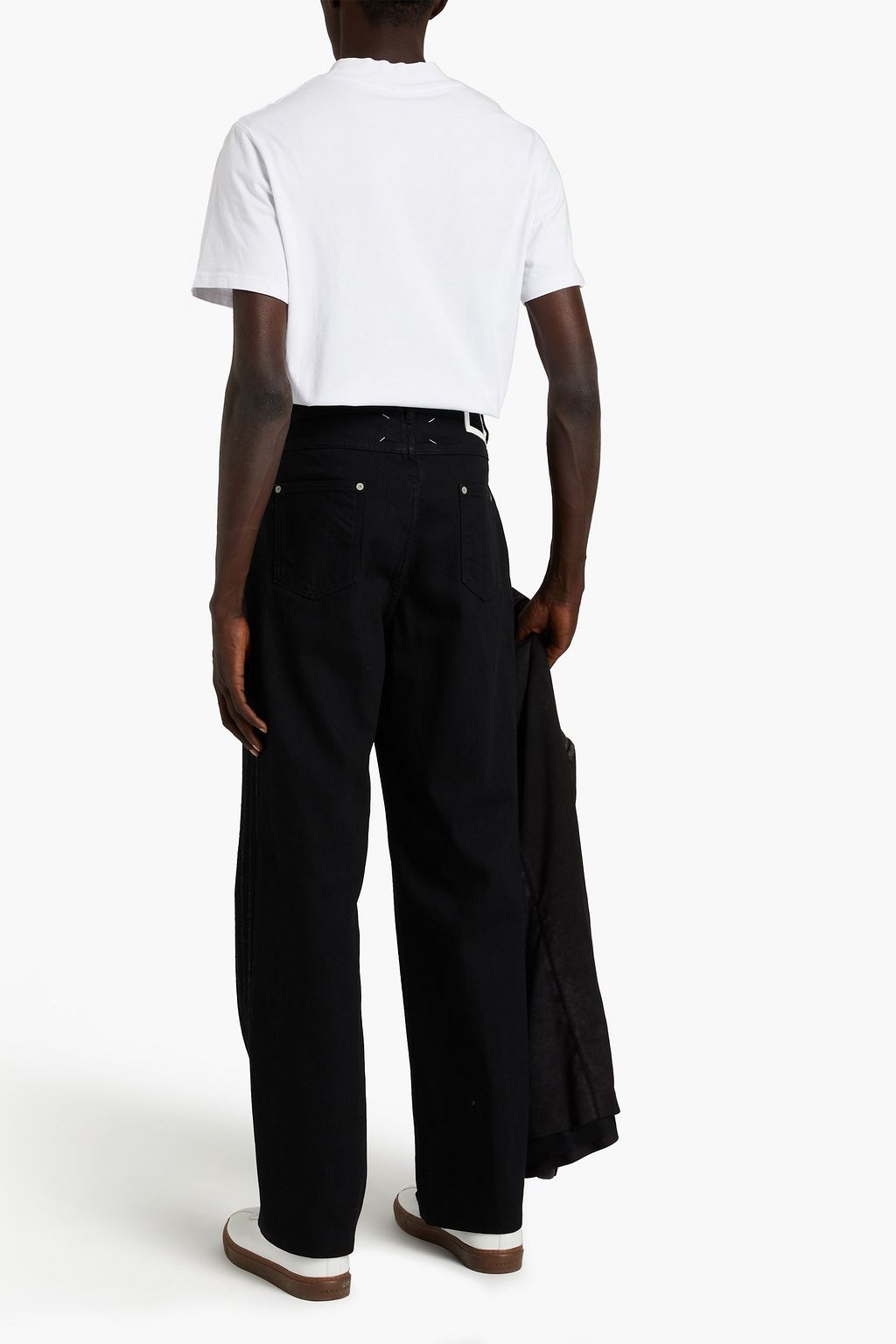 MAISON MARGIELA Pinstriped wool felt-paneled denim pants