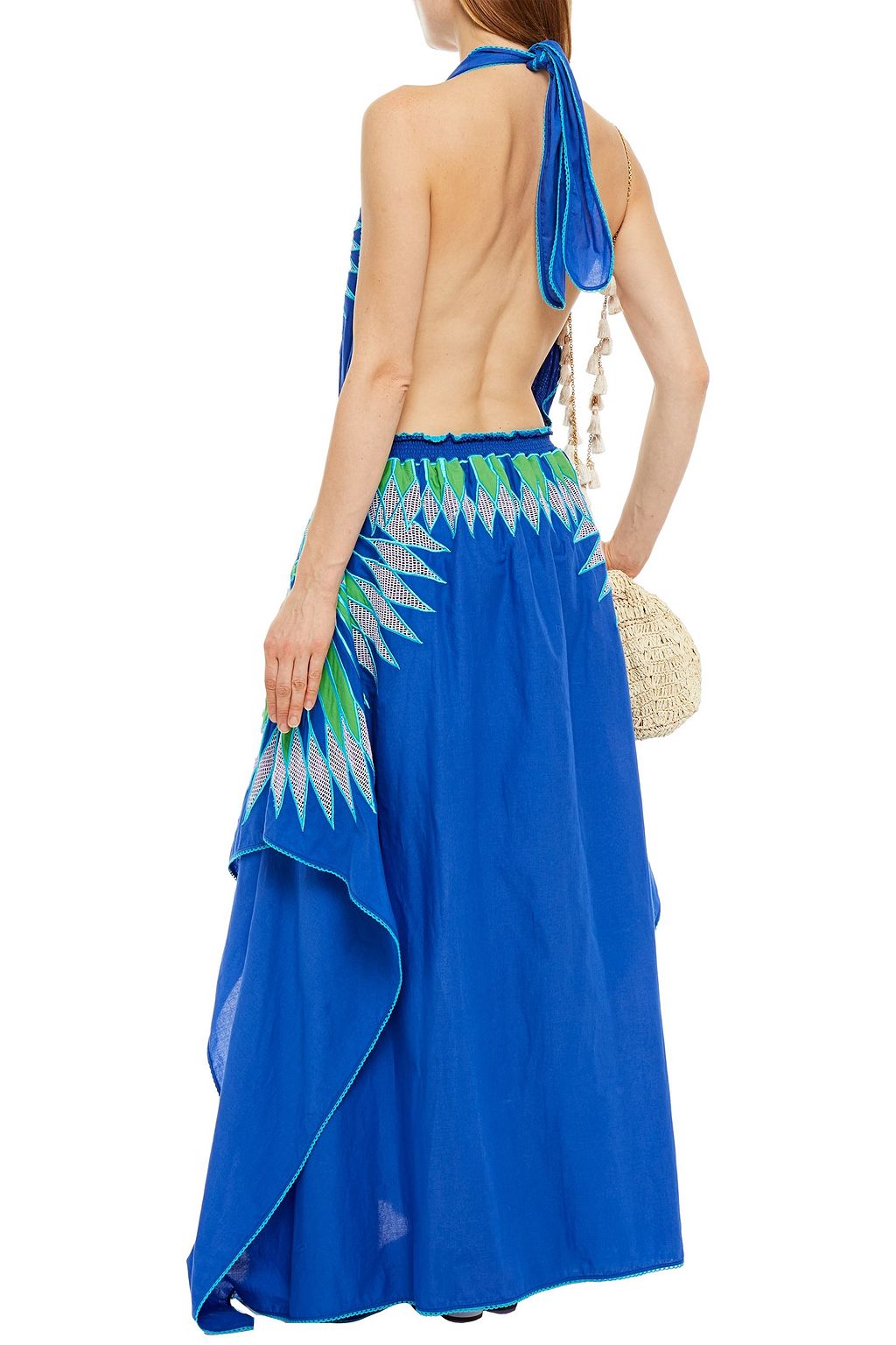 PUCCI Embroidered gathered woven halterneck maxi dress