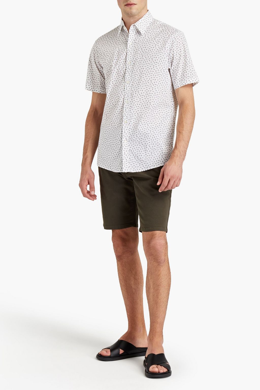 MICHAEL KORS Slim-fit printed cotton-blend poplin shirt