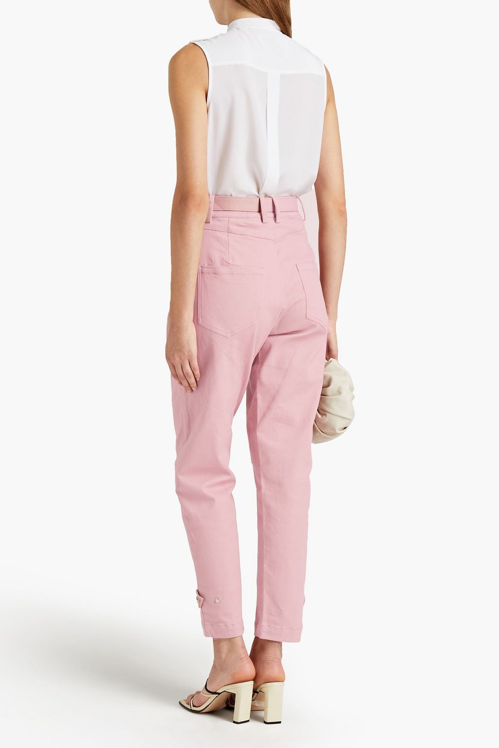 NICHOLAS Belted cotton-blend drill straight-leg pants