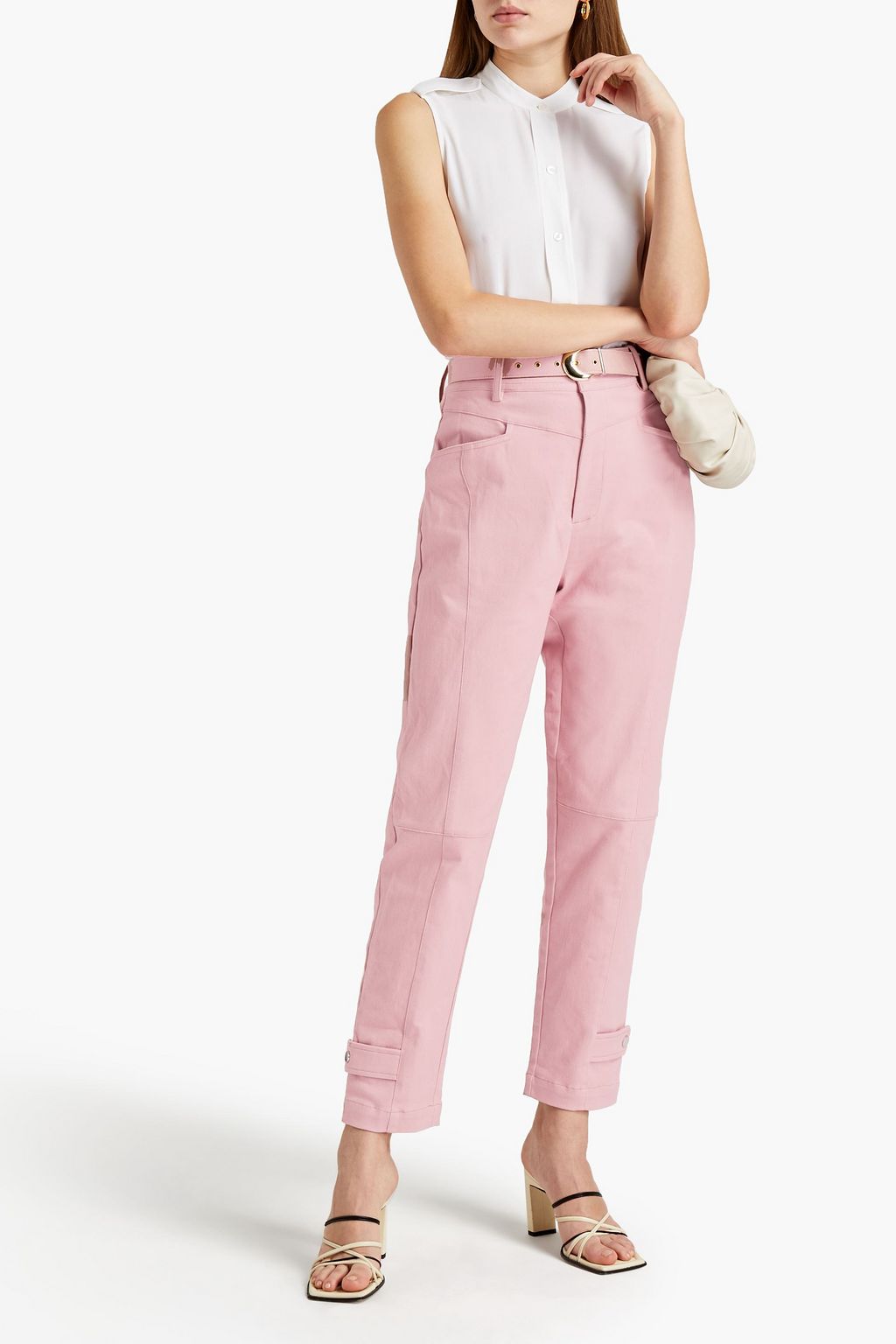 NICHOLAS Belted cotton-blend drill straight-leg pants