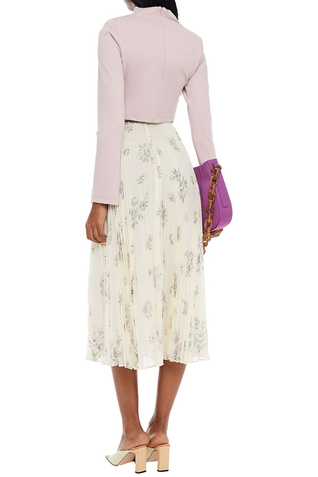 NICHOLAS Cropped ruched jersey top