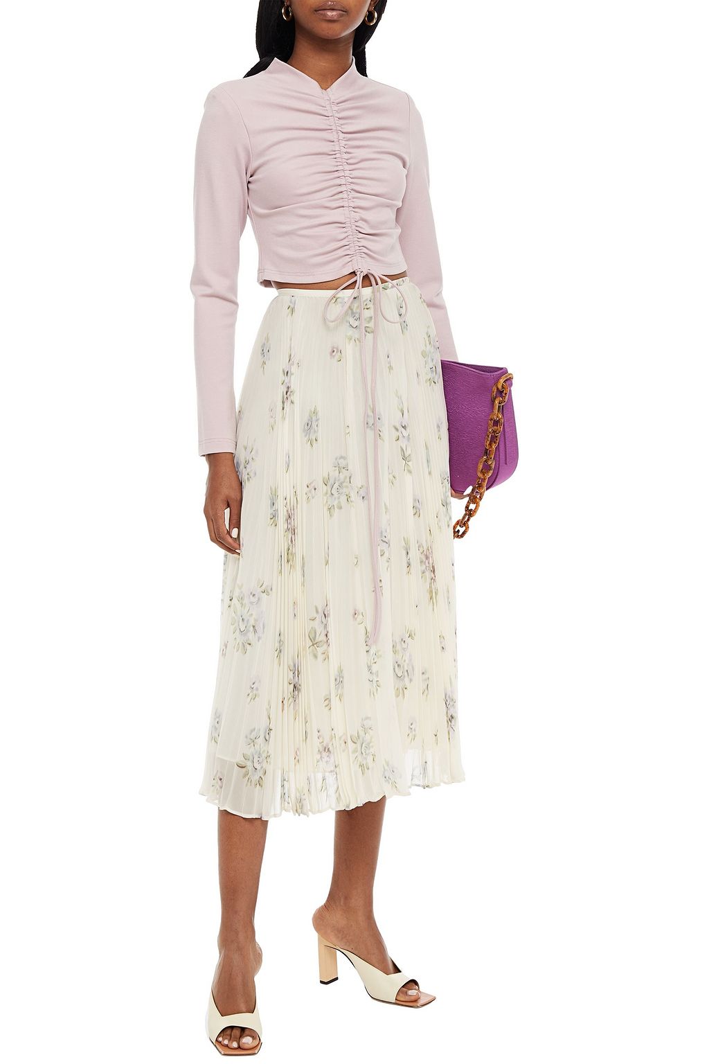 NICHOLAS Cropped ruched jersey top