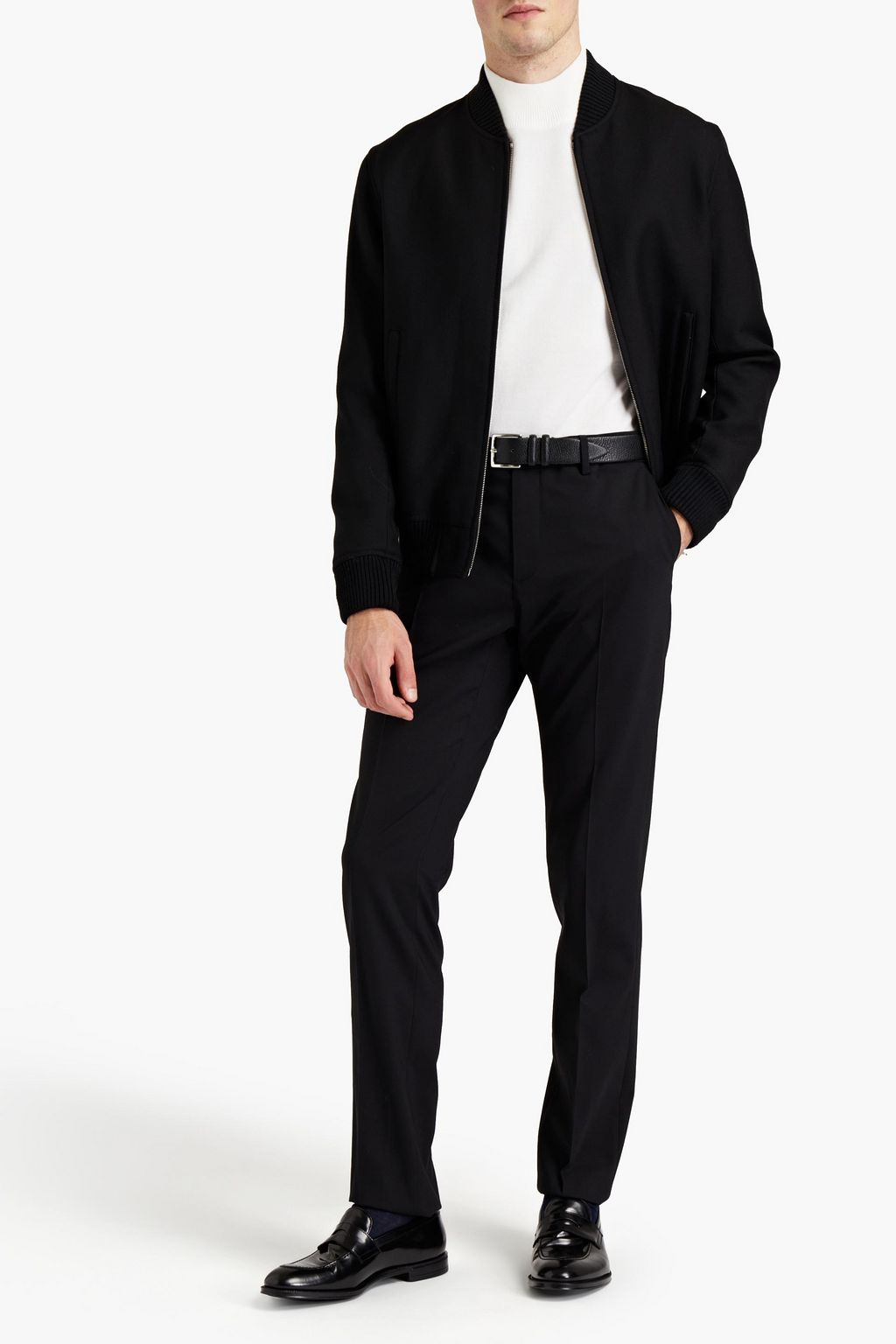 MICHAEL KORS Slim-fit grain de poudre wool-blend pants