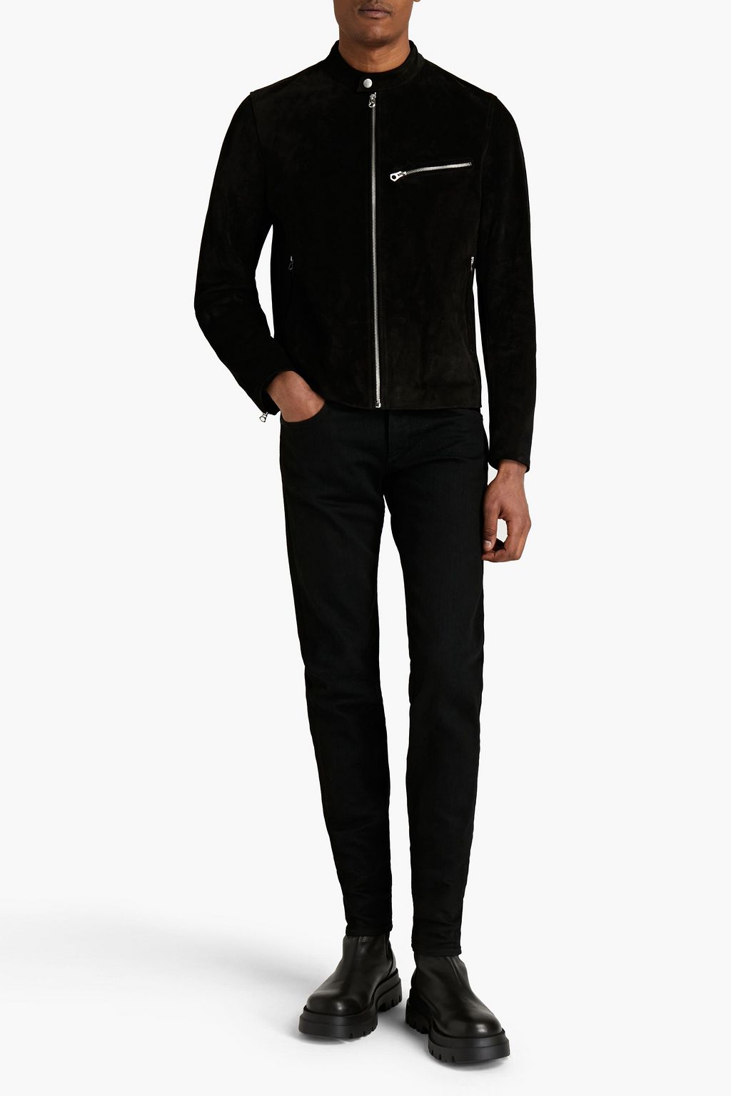 RAG & BONE Zip-detailed suede jacket