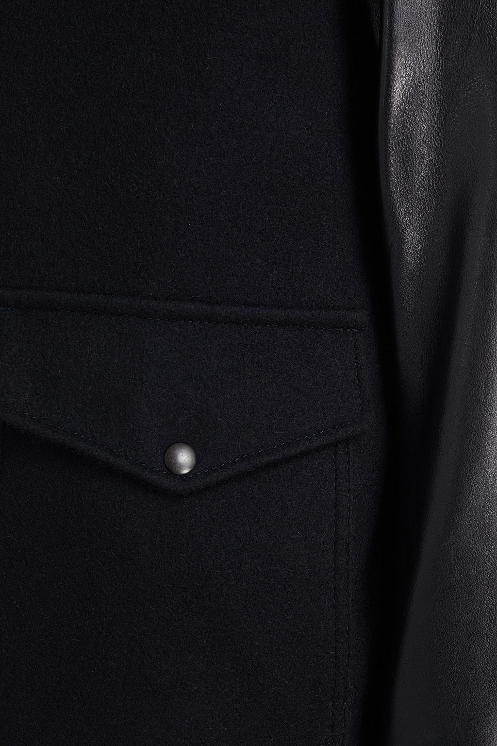 RAG & BONE Leather-paneled faux shearling-trimmed wool-blend felt jacket