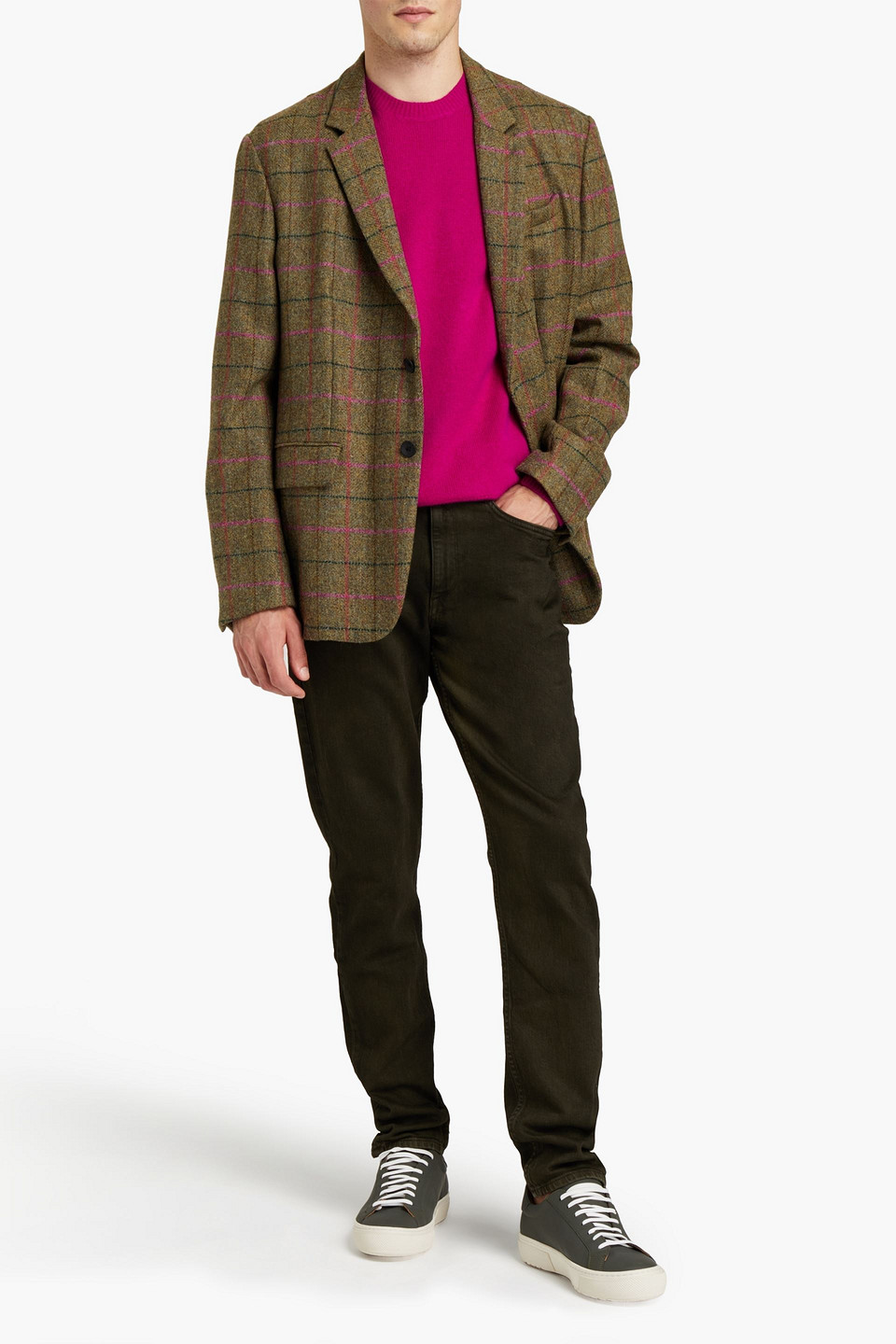 Rag & Bone Man Checked Wool-jacquard Blazer In Green