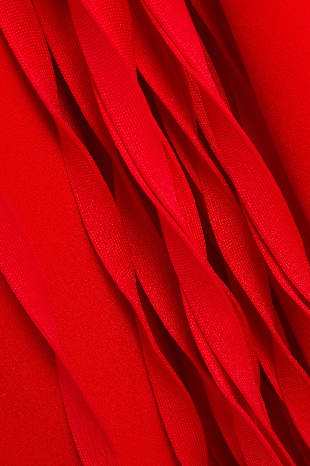 TIBI Draped fringed crepe midi skirt