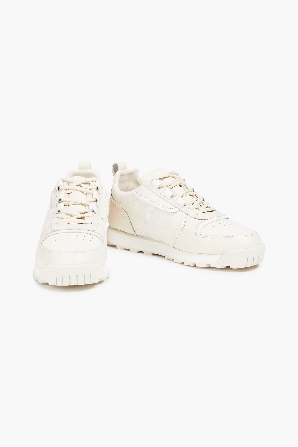 RAG & BONE Grosgrain-trimmed nubuck and leather sneakers
