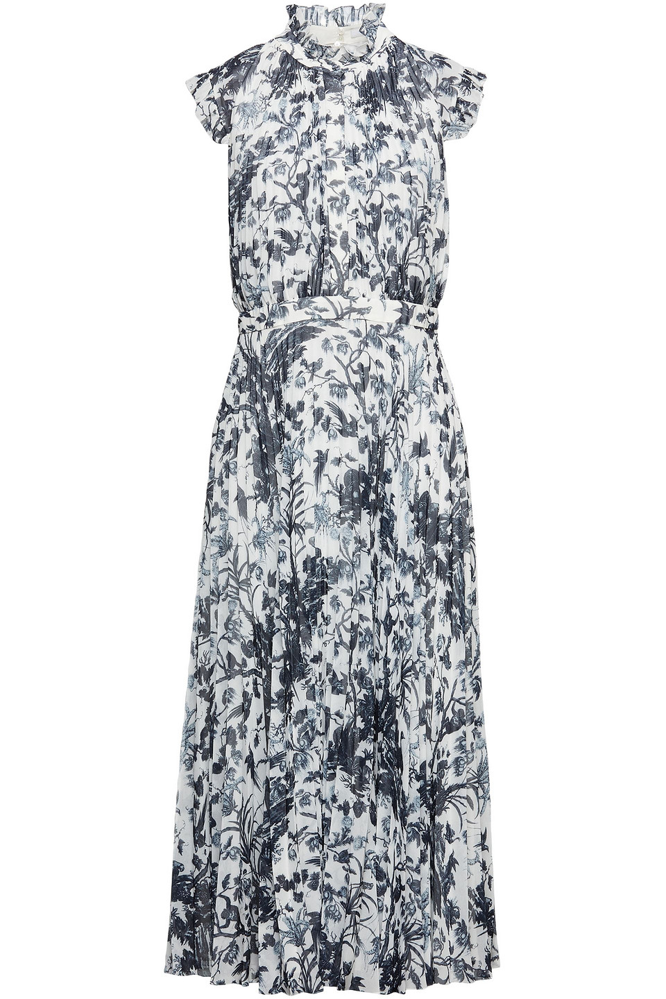 Erdem Woman Roisin Ruffled Pleated Floral-print Voile Midi Dress White Size 12
