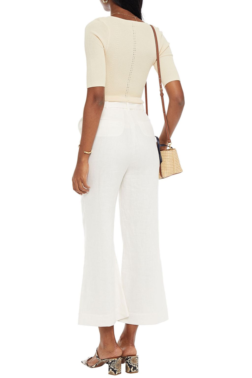 NICHOLAS Pointelle-trimmed ribbed-knit top