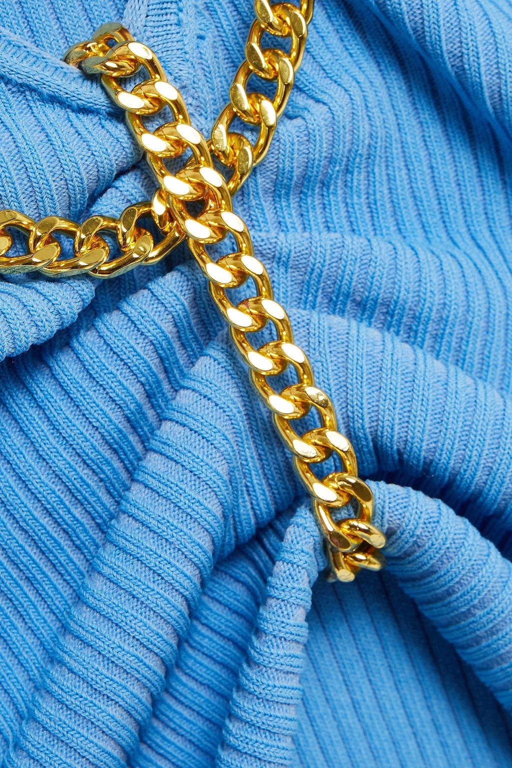 NICHOLAS Cropped chain-embellished ribbed-knit top