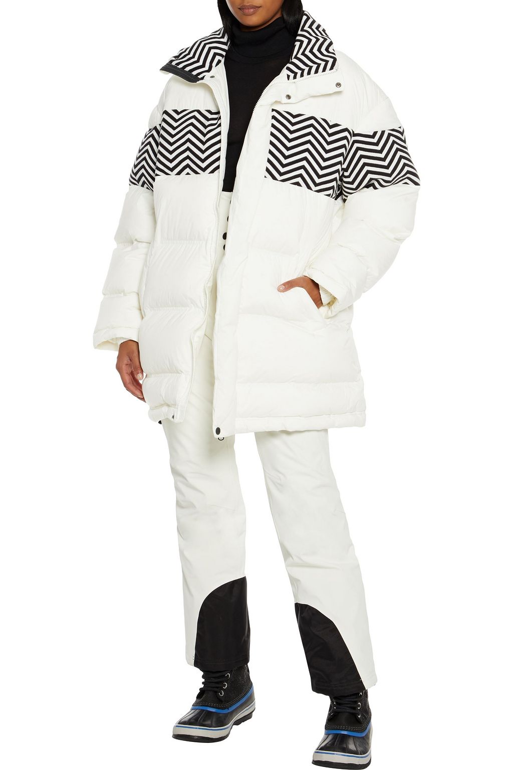 PERFECT MOMENT Polar knit-paneled quilted down ski jacket