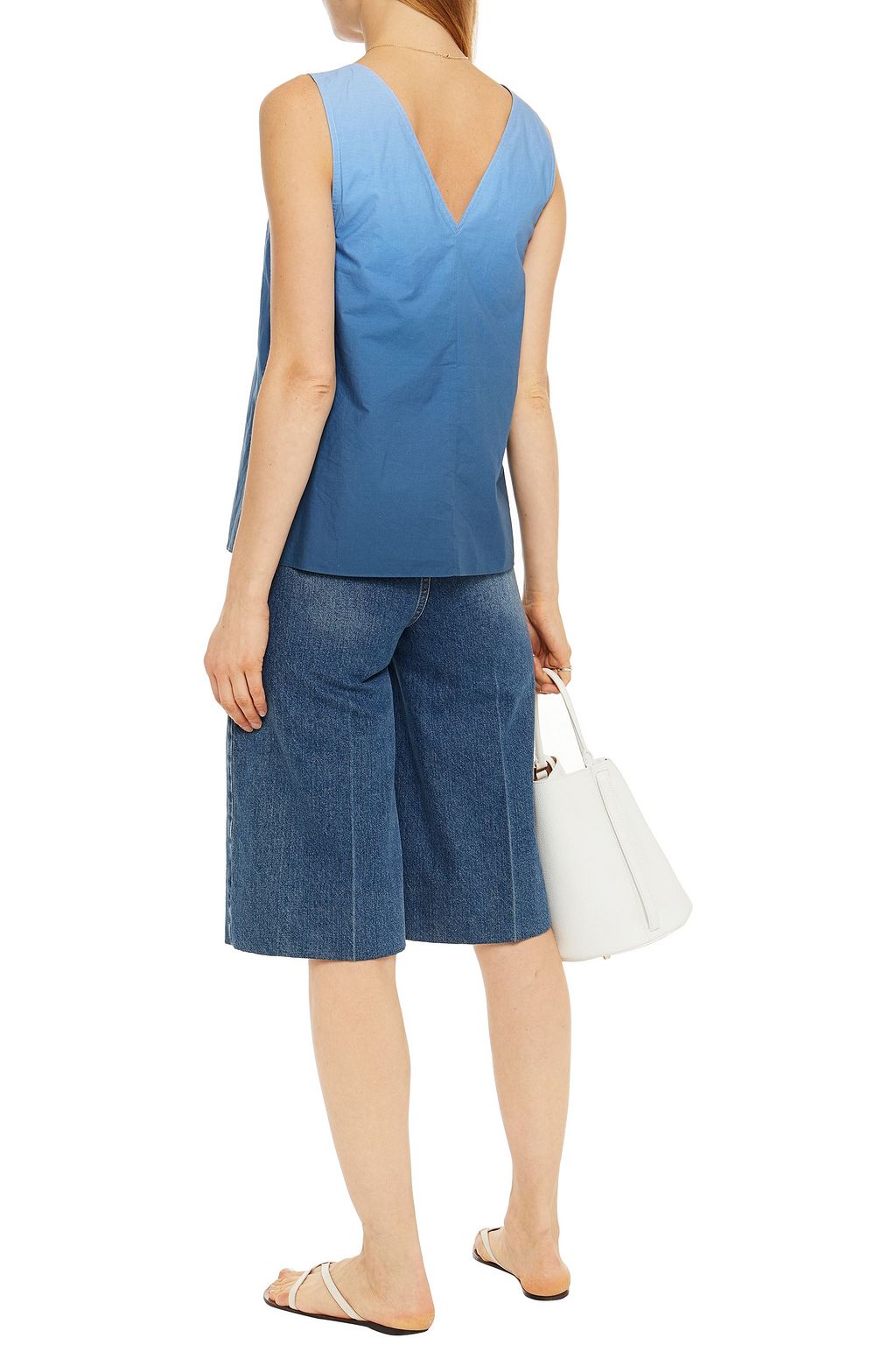 TIBI Wrap-effect dégradé cotton-poplin top