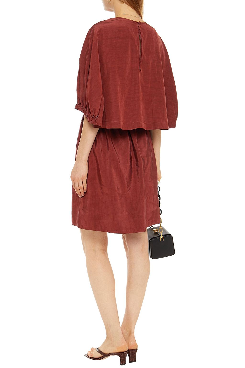 TIBI Gemma cape-back shantung dress