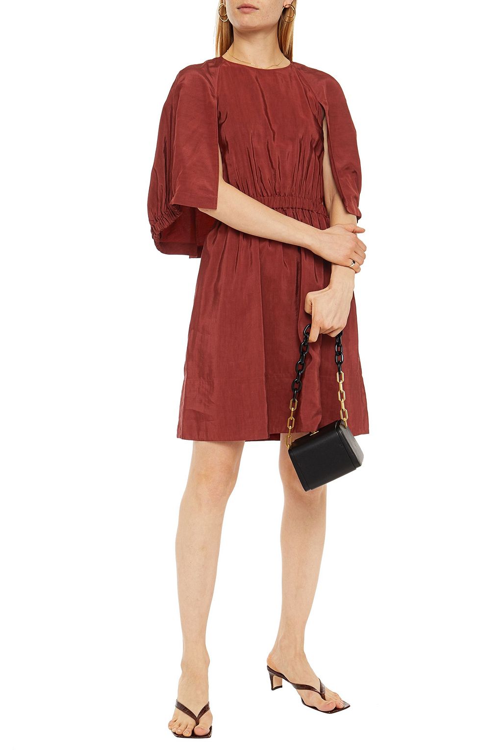 TIBI Gemma cape-back shantung dress