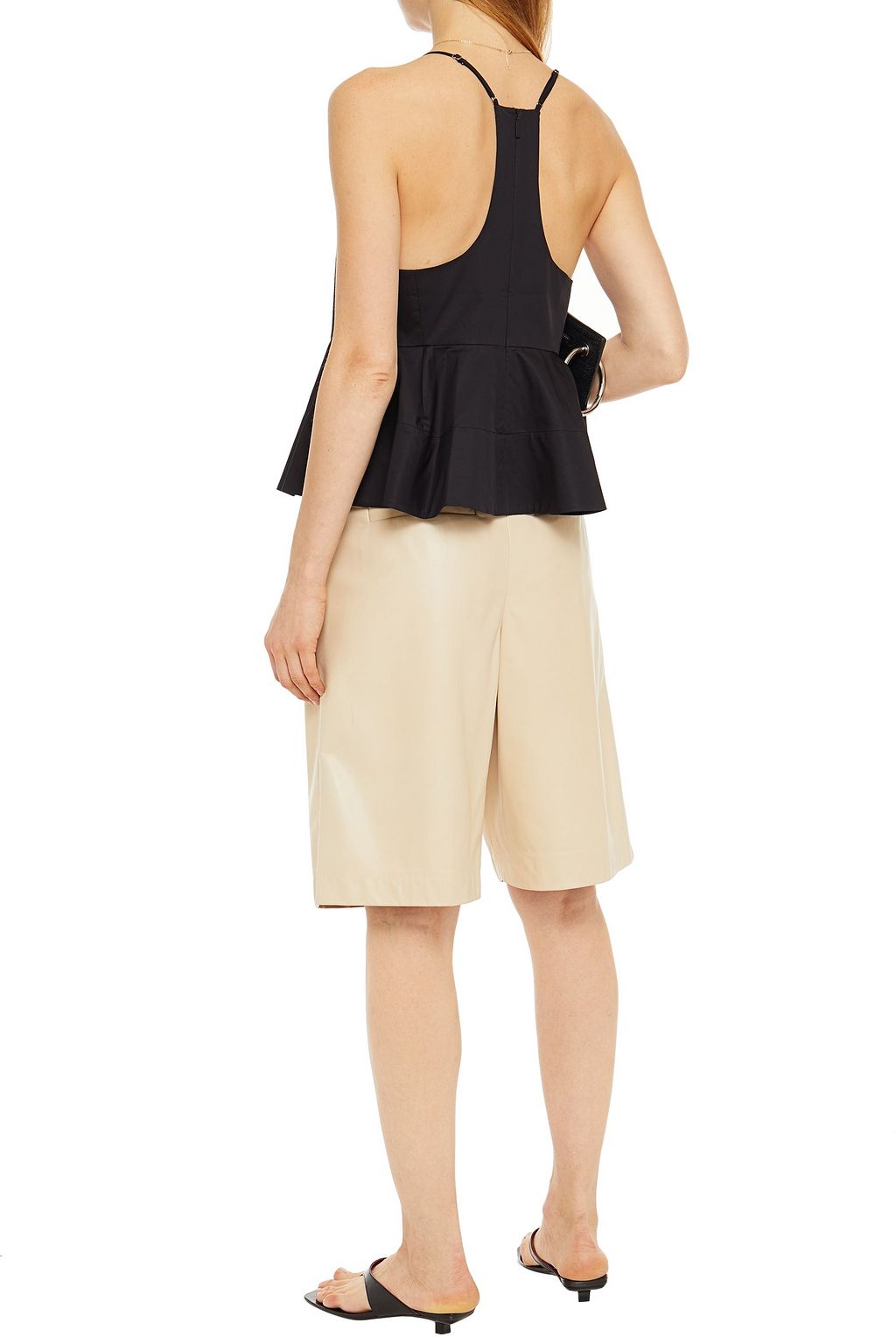 TIBI Cotton-sateen peplum top