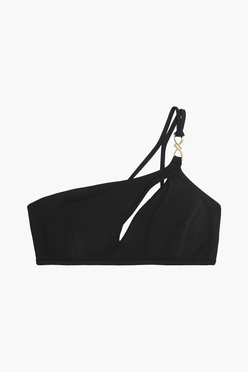 Jets By Jessika Allen One-shoulder Cutout Bikini Top In Black